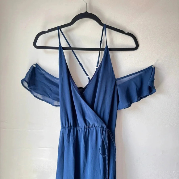 TOBI | Navy Blue Off the Shoulder Maxi wedding guest Dress - Picture 3 of 3